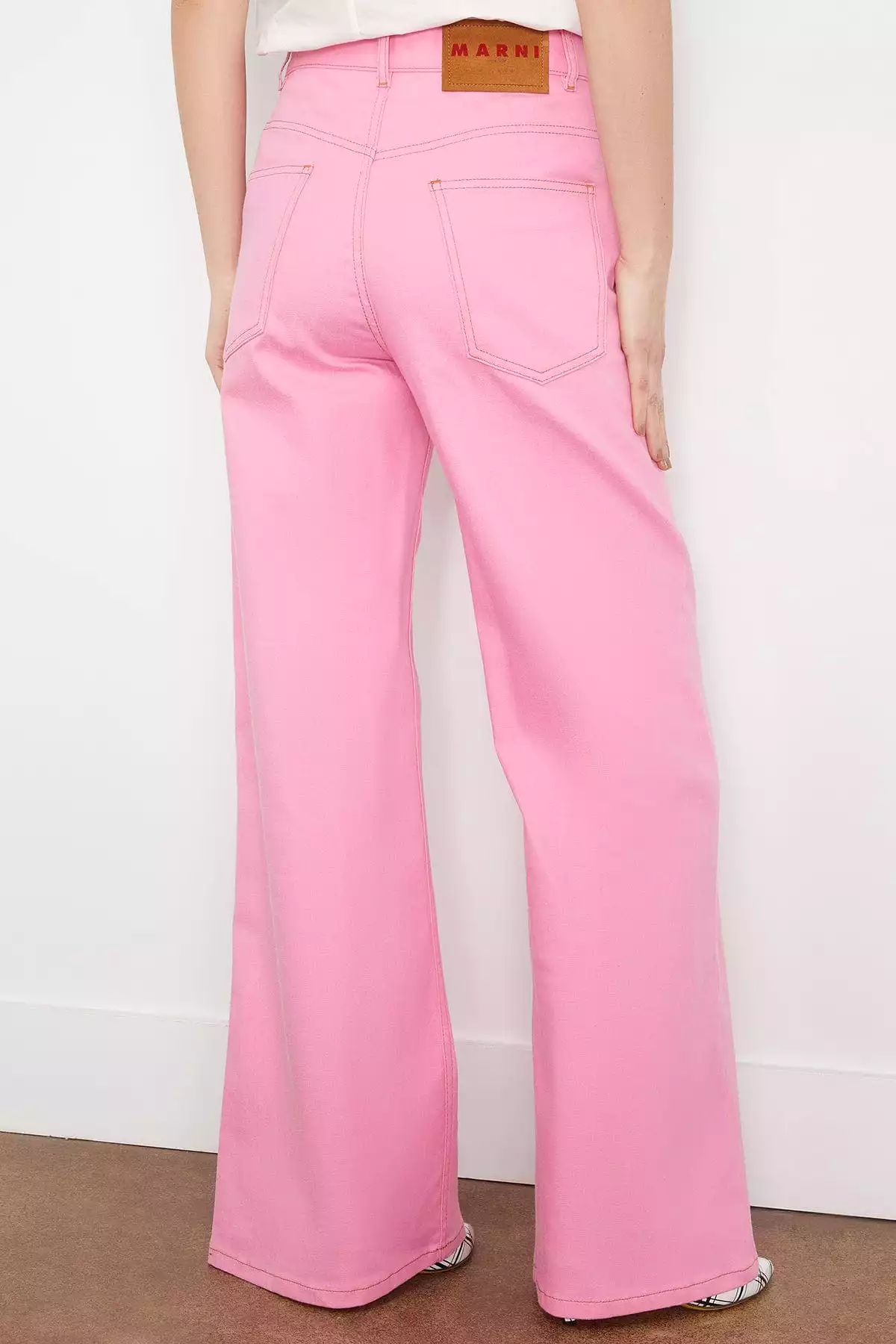 Wide Leg Jeans in Pink Clematis