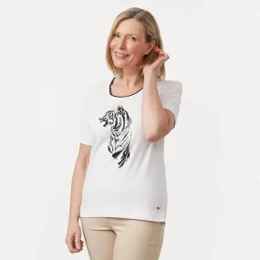 Wildlife Tiger Print Top - White