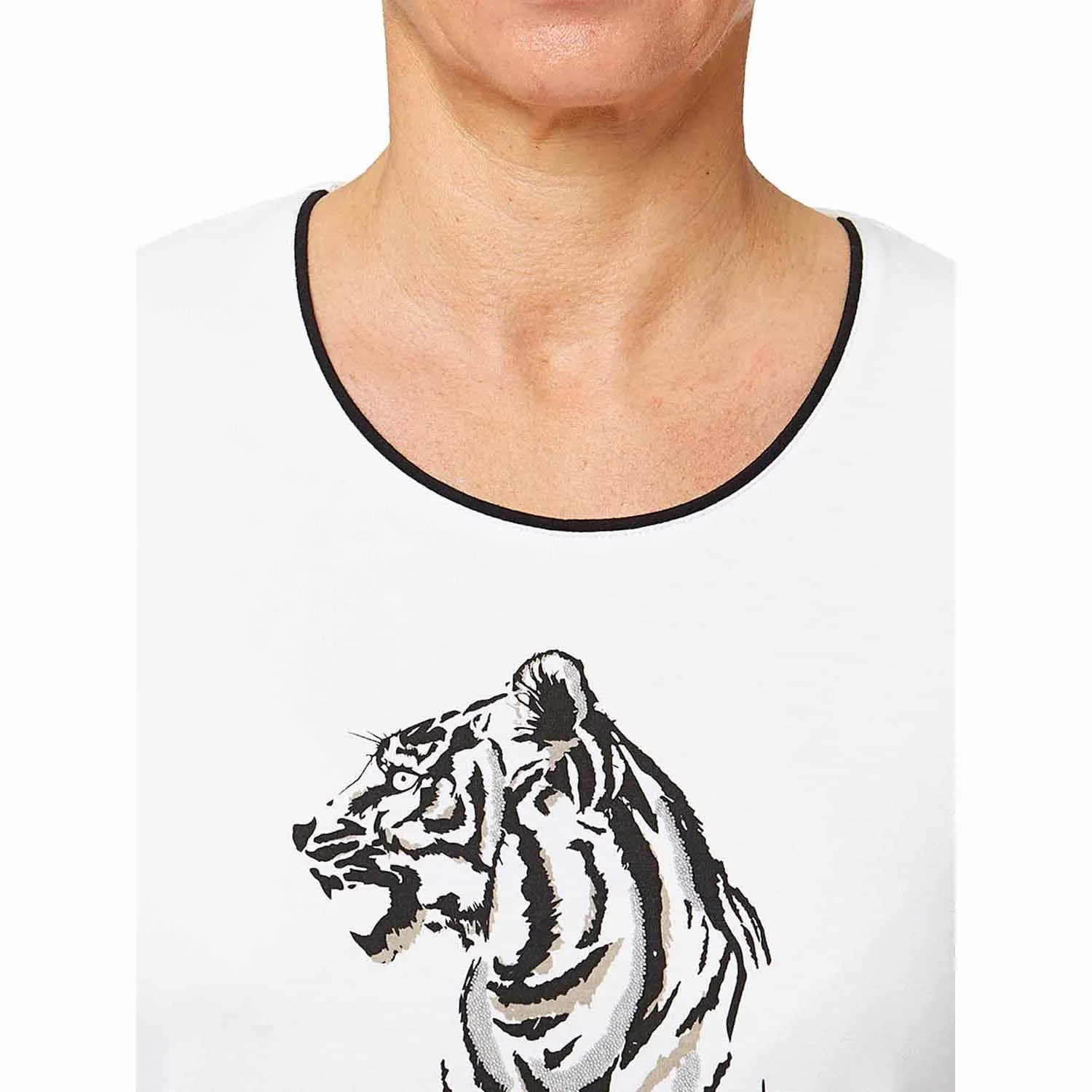 Wildlife Tiger Print Top - White