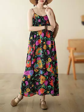 Women Artsy Summer Flower Loose Vest Dress PA1020