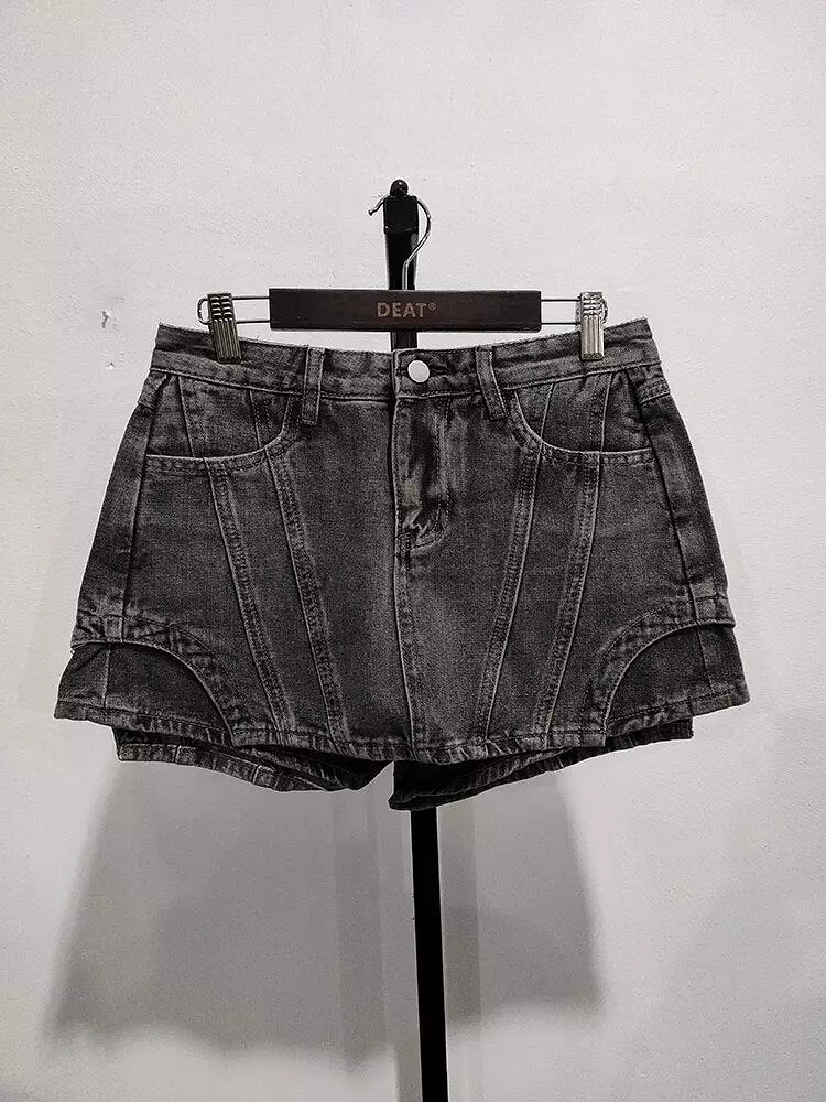 Women Shorts New High Waist Fashion Spring Summer Personality Street Asymmetrical Denim Shorts Skirt 2023  11C248