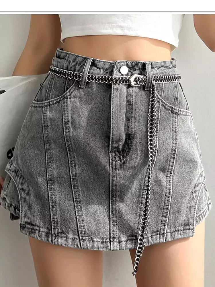 Women Shorts New High Waist Fashion Spring Summer Personality Street Asymmetrical Denim Shorts Skirt 2023  11C248