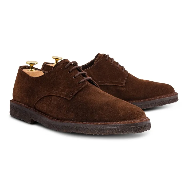 Yanko Stitchdown plain toe derby brown suede