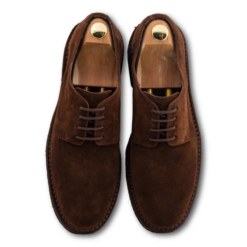 Yanko Stitchdown plain toe derby brown suede