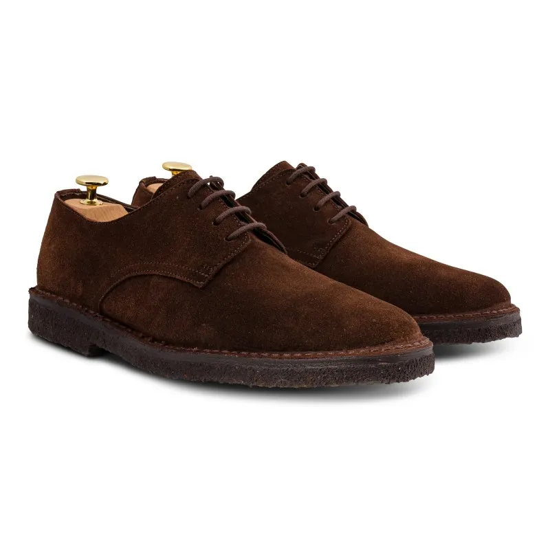 Yanko Stitchdown plain toe derby brown suede