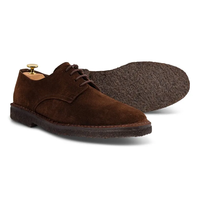 Yanko Stitchdown plain toe derby brown suede