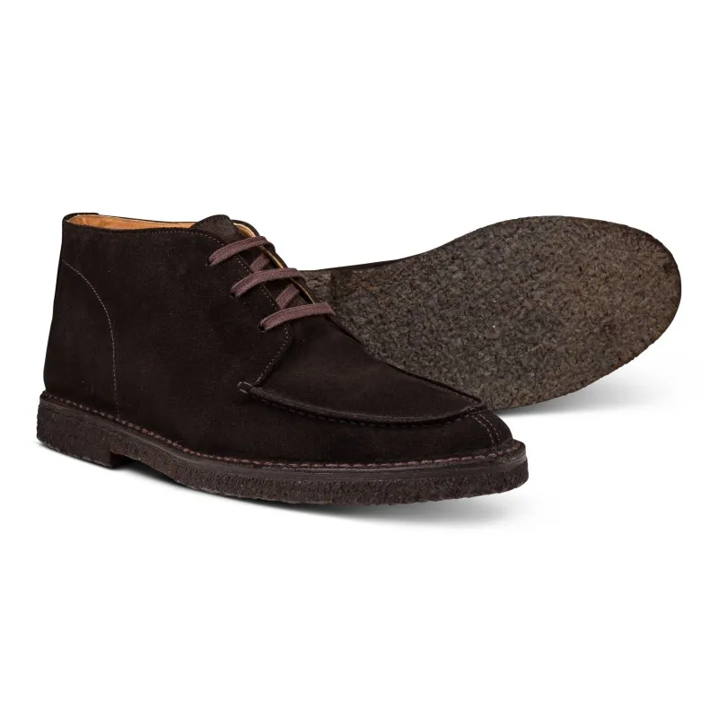 Yanko Stitchdown split toe boot dark brown suede