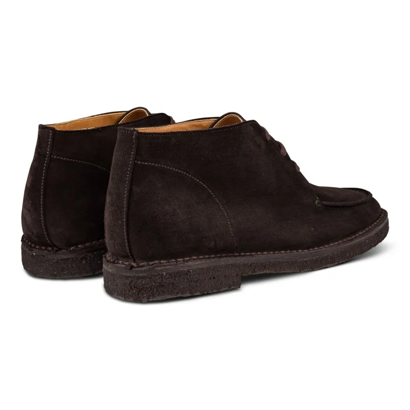 Yanko Stitchdown split toe boot dark brown suede